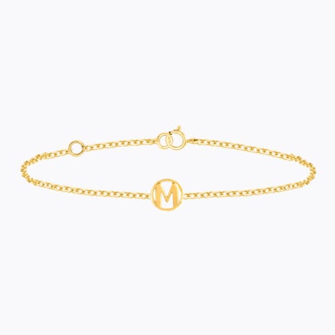 Artsy Gold Alphabet M Bracelet Gold Bracelets 14 Karat Yellow Gold Artsy Gold Alphabet M Bracelet