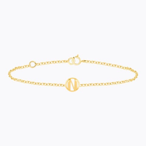 Artsy Gold Alphabet N Bracelet Gold Bracelets 14 Karat Yellow Gold Artsy Gold Alphabet N Bracelet
