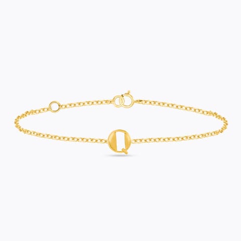 Artsy Gold Alphabet Q Bracelet Gold Bracelets 14 Karat Yellow Gold Artsy Gold Alphabet Q Bracelet