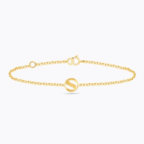 Artsy Gold Alphabet S Bracelet Gold Bracelets 14 Karat Yellow Gold Artsy Gold Alphabet S Bracelet