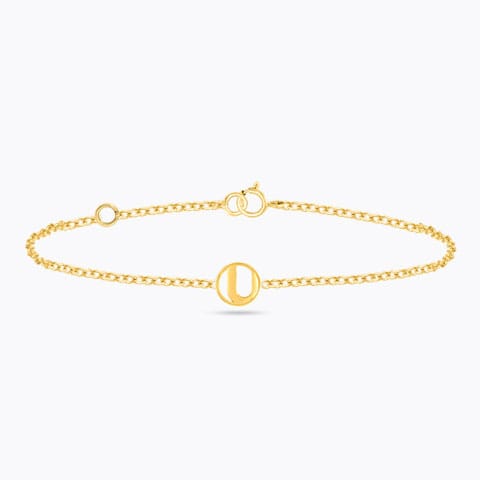 Artsy Gold Alphabet U Bracelet Gold Bracelets 14 Karat Yellow Gold Artsy Gold Alphabet U Bracelet