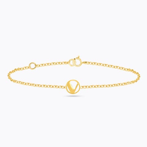 Artsy Gold Alphabet V Bracelet Gold Bracelets 14 Karat Yellow Gold Artsy Gold Alphabet V Bracelet