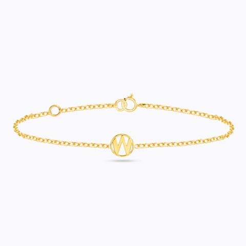 Artsy Gold Alphabet W Bracelet Gold Bracelets 14 Karat Yellow Gold Artsy Gold Alphabet W Bracelet