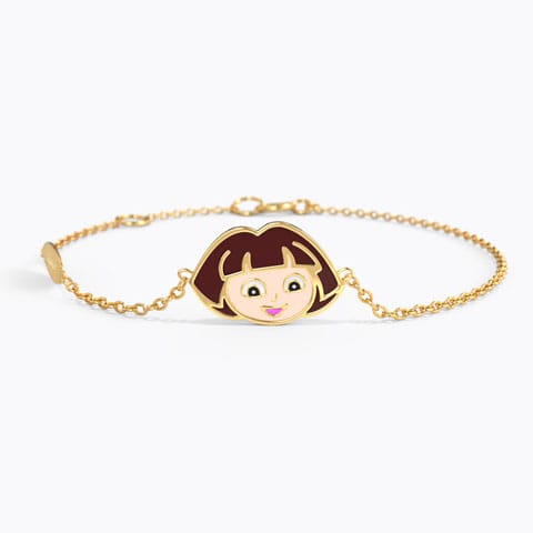 Dora The Explorer Personalised Kids' Gold Bracelet Gold Bracelets 14 Karat Yellow Gold Dora The Explorer Personalised Kids' Gold Bracelet