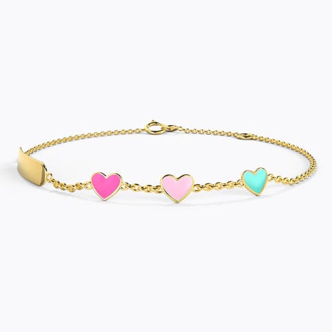 Delicate Heart Personalised Kids' Gold Bracelet Gold Bracelets 14 Karat Yellow Gold Delicate Heart Personalised Kids' Gold Bracelet