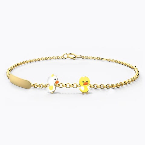 Cute Duckling Personalised Kids' Gold Bracelet Gold Bracelets 14 Karat Yellow Gold Cute Duckling Personalised Kids' Gold Bracelet
