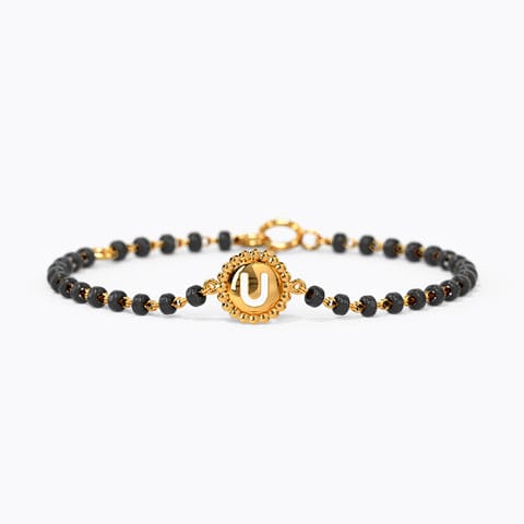 Alphabet U Nazaria Gold Bracelet Gold Bracelets 14 Karat Yellow Gold Alphabet U Nazaria Gold Bracelet