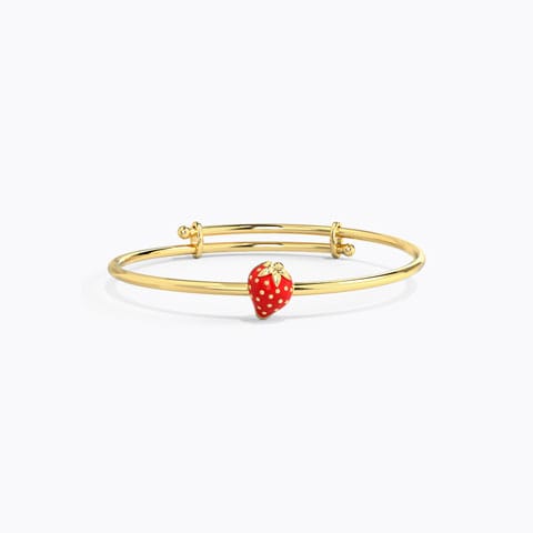 Pink Strawberry Baby Gold Bangle Gold Baby Bangles 14 Karat Yellow Gold Pink Strawberry Baby Gold Bangle