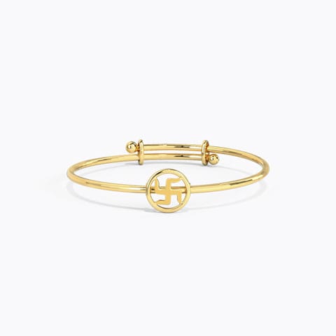 Swastik Baby Gold Bangle Gold Baby Bangles 14 Karat Yellow Gold Swastik Baby Gold Bangle