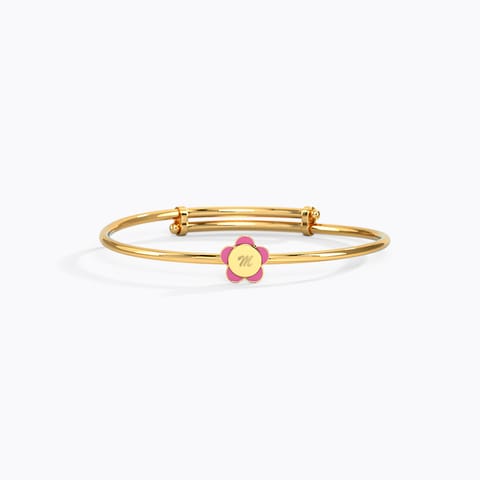 Floret Personalised Baby Gold Bangle Gold Baby Bangles 14 Karat Yellow Gold Floret Personalised Baby Gold Bangle