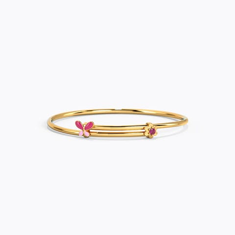 Flutter Butterfly Baby Gold Bangle Gold,Gemstone Baby Bangles 14 Karat Yellow Gold Flutter Butterfly Baby Gold Bangle