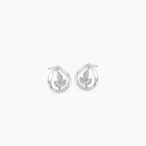 Leaf 925 Silver Diamond Earrings