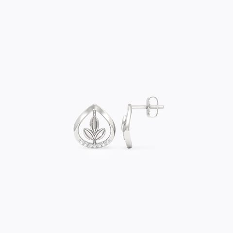 Leaf 925 Silver Diamond Earrings