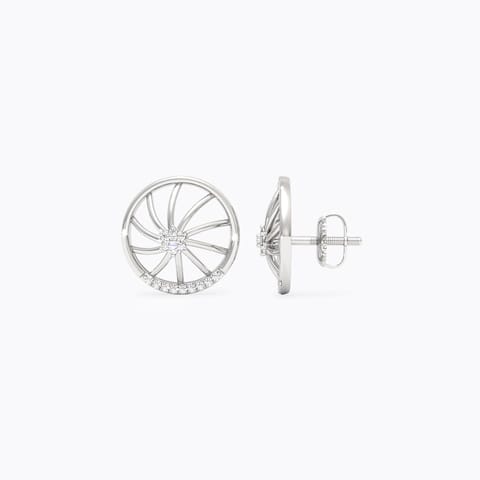 Wheel 925 Silver Diamond Earrings