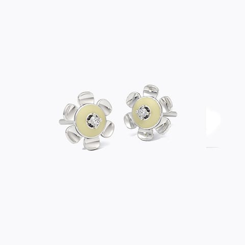 Ivory Bloom 925 Silver Diamond Earrings