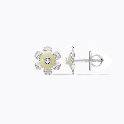 Ivory Bloom 925 Silver Diamond Earrings