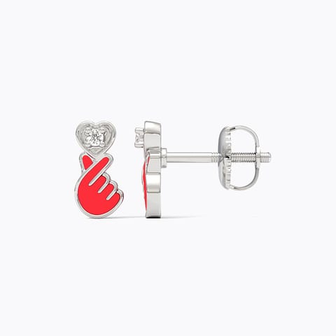 Finger Heart 925 Silver Diamond Earrings Finger Heart 925 Silver Diamond Earrings
