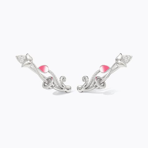 Lotus 925 Silver Diamond Earrings Lotus 925 Silver Diamond Earrings