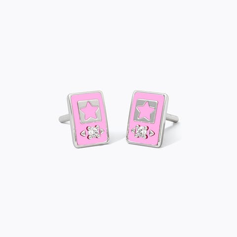 Pink Stars 925 Silver Diamond Earrings