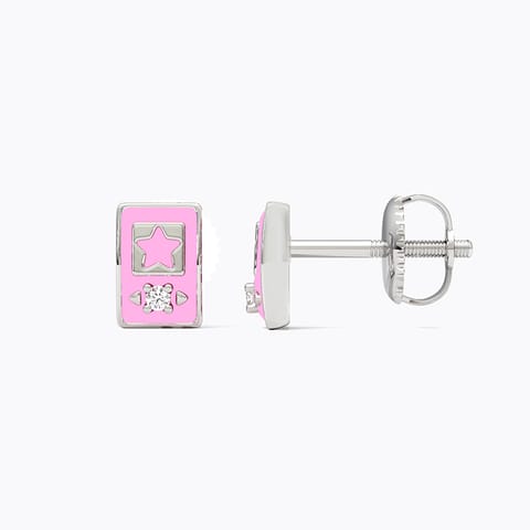 Pink Stars 925 Silver Diamond Earrings