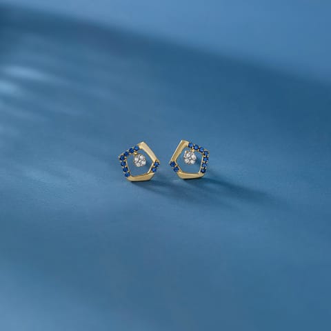 Imperial Shield Gold Plated 925 Silver Diamond Earrings
