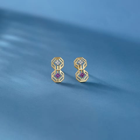 Halo Sphere Gold Plated 925 Silver Diamond Earrings Halo Sphere Gold Plated 925 Silver Diamond Earrings