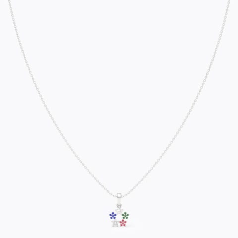 Floral 925 Silver Diamond Pendant Necklace