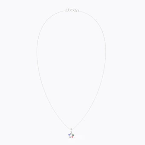 Floral 925 Silver Diamond Pendant Necklace