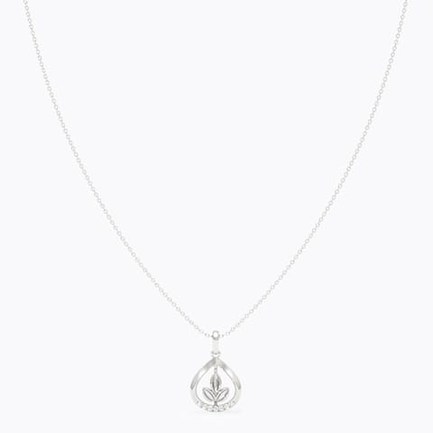 So Leafy 925 Silver Diamond Pendant Necklace