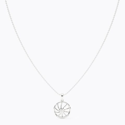 Wheel 925 Silver Diamond Pendant Necklace