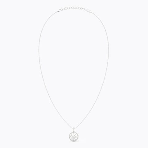 Wheel 925 Silver Diamond Pendant Necklace