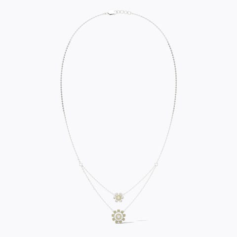 Ivory Gleam 925 Silver Diamond Necklace