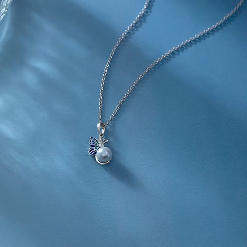 Fluttery Perch 925 Silver Diamond Necklace Fluttery Perch 925 Silver Diamond Necklace