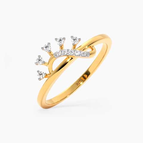 Time Gold Plated 925 Silver Diamond Ring Time Gold Plated 925 Silver Diamond Ring