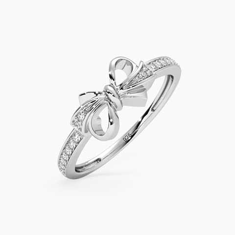 Ribbon 925 Silver Diamond Ring Ribbon 925 Silver Diamond Ring