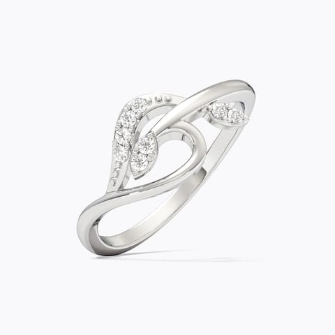Swirl 925 Silver Diamond Ring