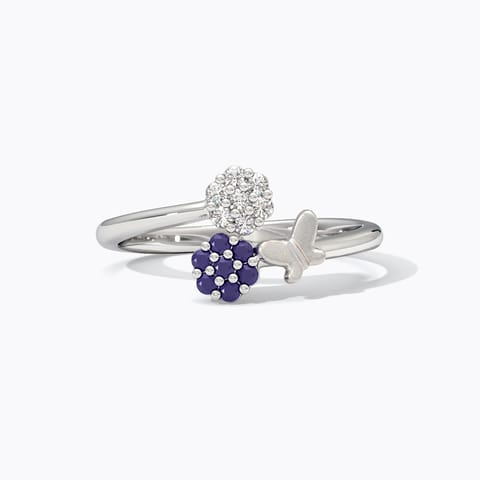 Floral 925 Silver Diamond Ring