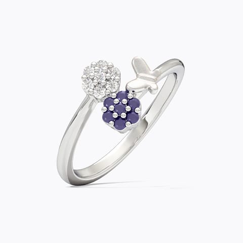 Floral 925 Silver Diamond Ring