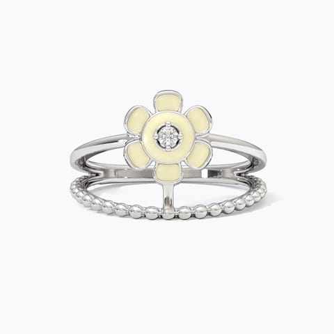Ivory Bloom 925 Silver Diamond Ring