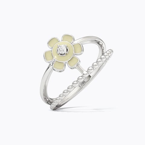 Ivory Bloom 925 Silver Diamond Ring