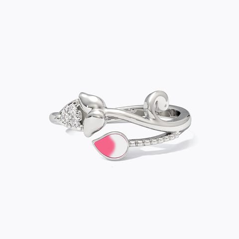 Lotus Bud 925 Silver Diamond Ring