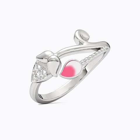 Lotus Bud 925 Silver Diamond Ring