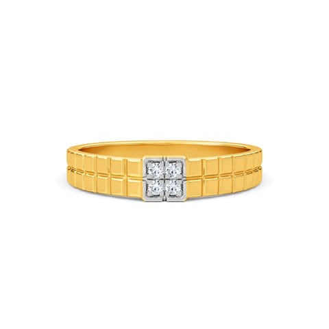 Azai 925 Silver Gold-Plated Diamond Men's Ring