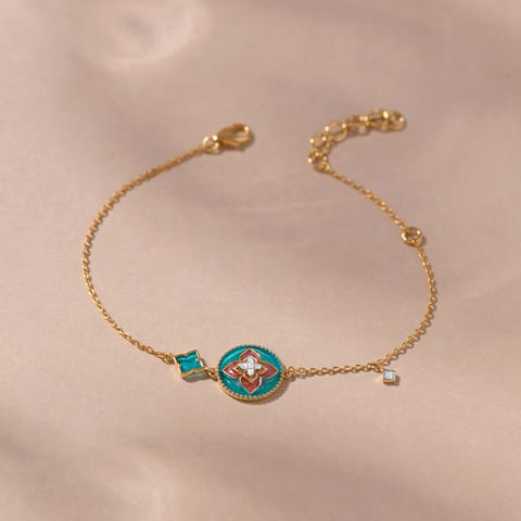 Jharoka Regal Gold Plated  925 Silver Diamond Bracelet
