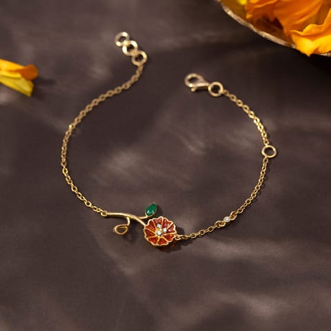 Whimsical Flora 925 Silver Diamond Bracelet