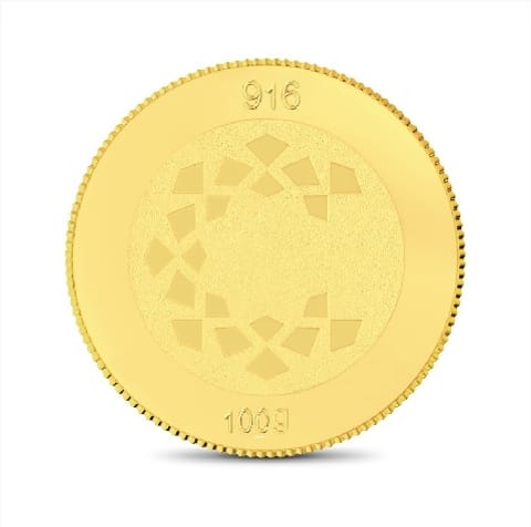 100g, 22KT Plain Gold Coin 100g, 22KT Plain Gold Coin