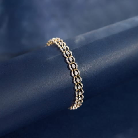 Scalloped Lattice Diamond Bangle