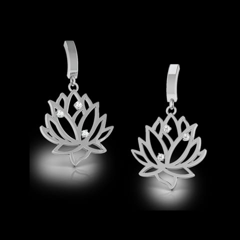 Lakshmi Lotus Diamond Drop Earrings