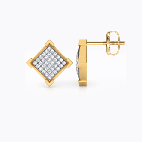 Sparkling Square Diamond Stud Earrings