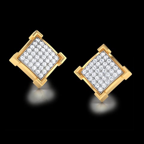 Sparkling Square Diamond Stud Earrings